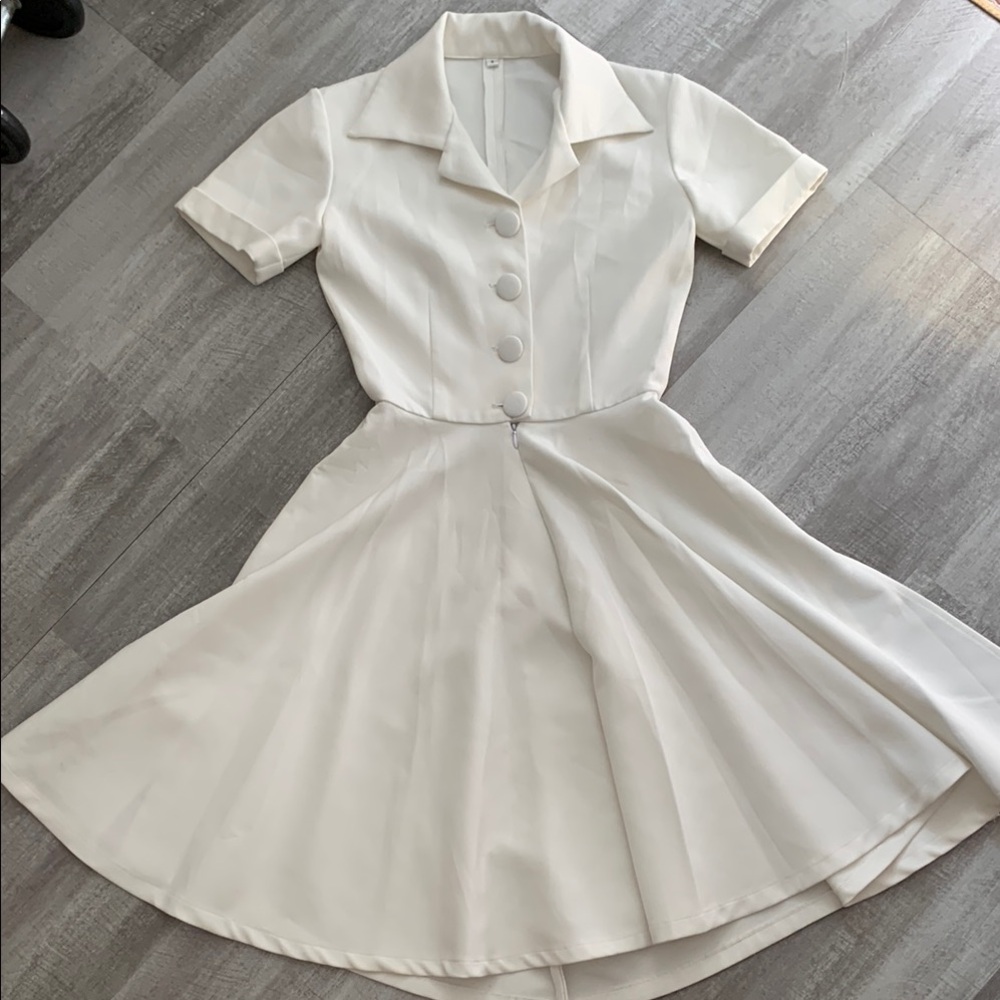 Elegant White Button-Up Dress